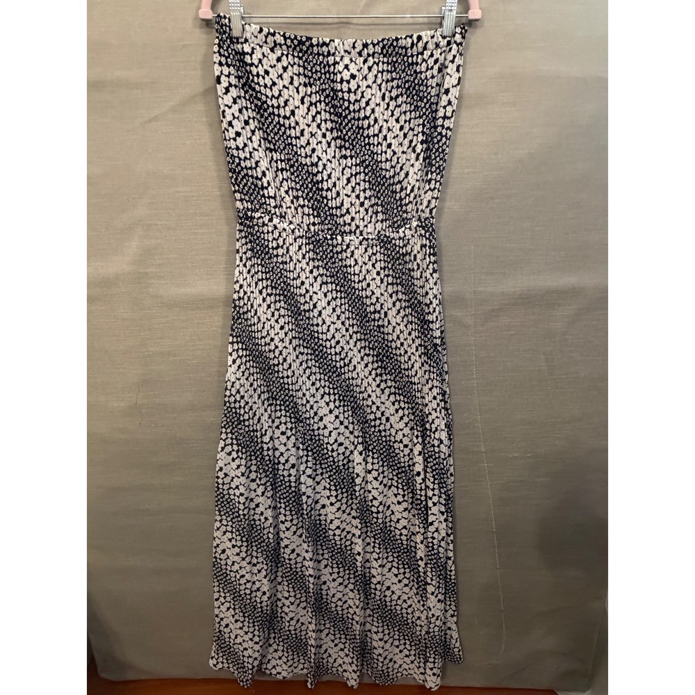 S 112 Michael Kors NWT Black White Floral Strapless Maxi Dress Smocked Boho - Picture 2 of 5